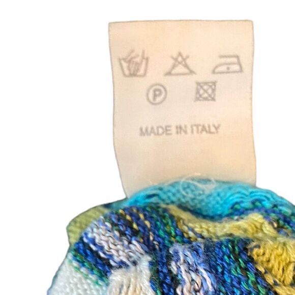 Marcazzani M* Green Yellow Multicolor Stripes Front Zipper Collar Italy Sweater - Picture 7 of 8